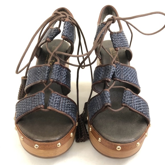 PIKOLINOS Sz 36 Blue Leather Stacked Heel Sandals - Picture 6 of 13